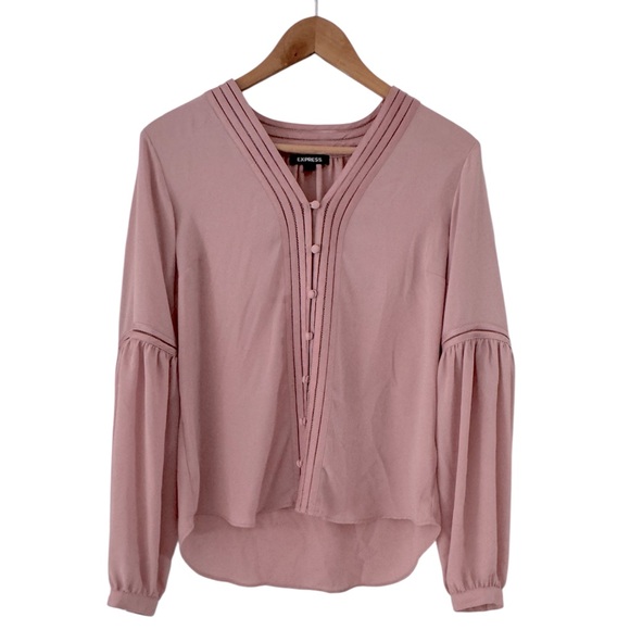 Express Boho Pintuck Dusty Rose Blouse - Picture 1 of 3